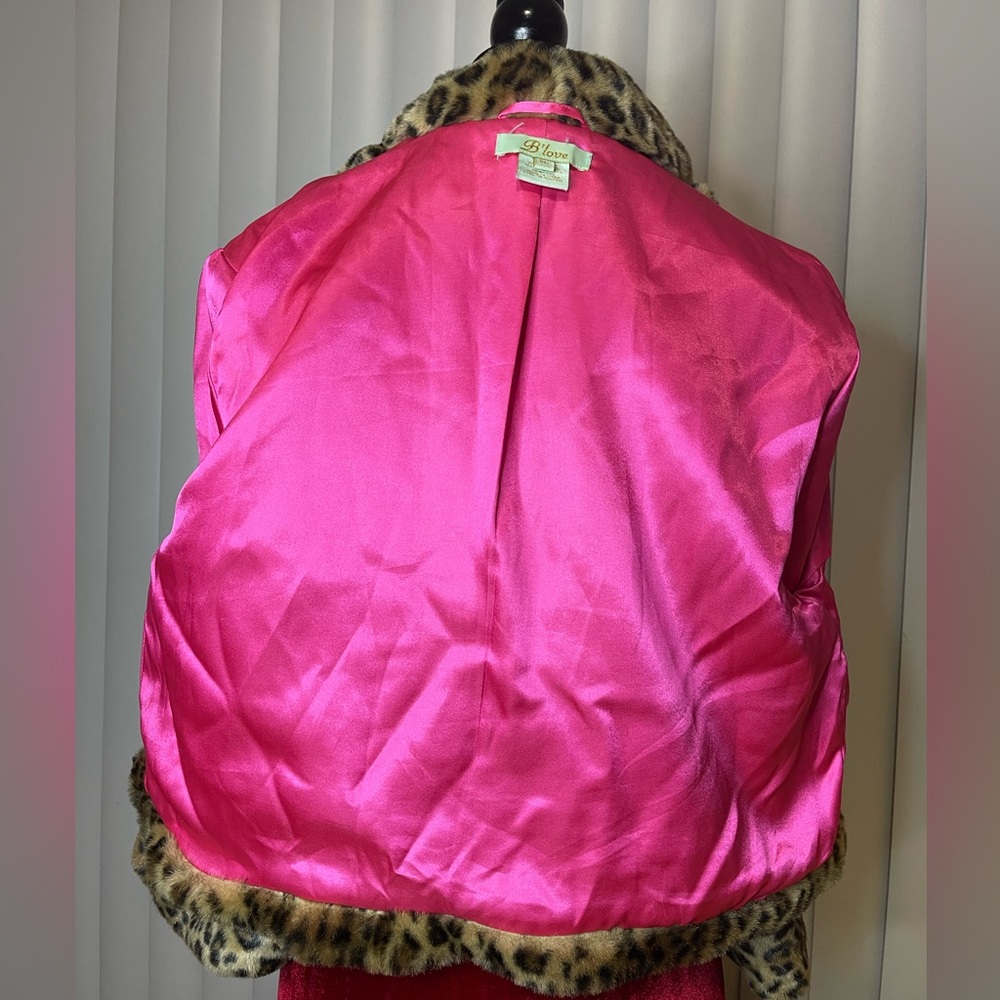 Vintage B’Love Animal Print Crop Faux Fur Jacket Size XL Pristine Condition - Picture 8 of 11